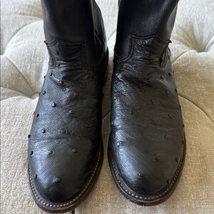 Larry Mahan Black Ostrich Ropers Cowboy Boots women’s 5.5